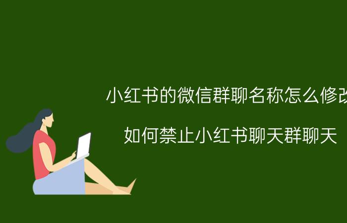 小红书的微信群聊名称怎么修改 如何禁止小红书聊天群聊天？